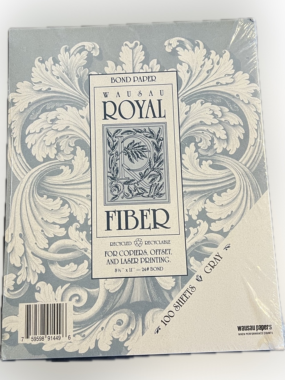 🔴New Wausau Royal Fiber Bond Printer Paper Gray 100 Sheets 24# 8.5” x 11”